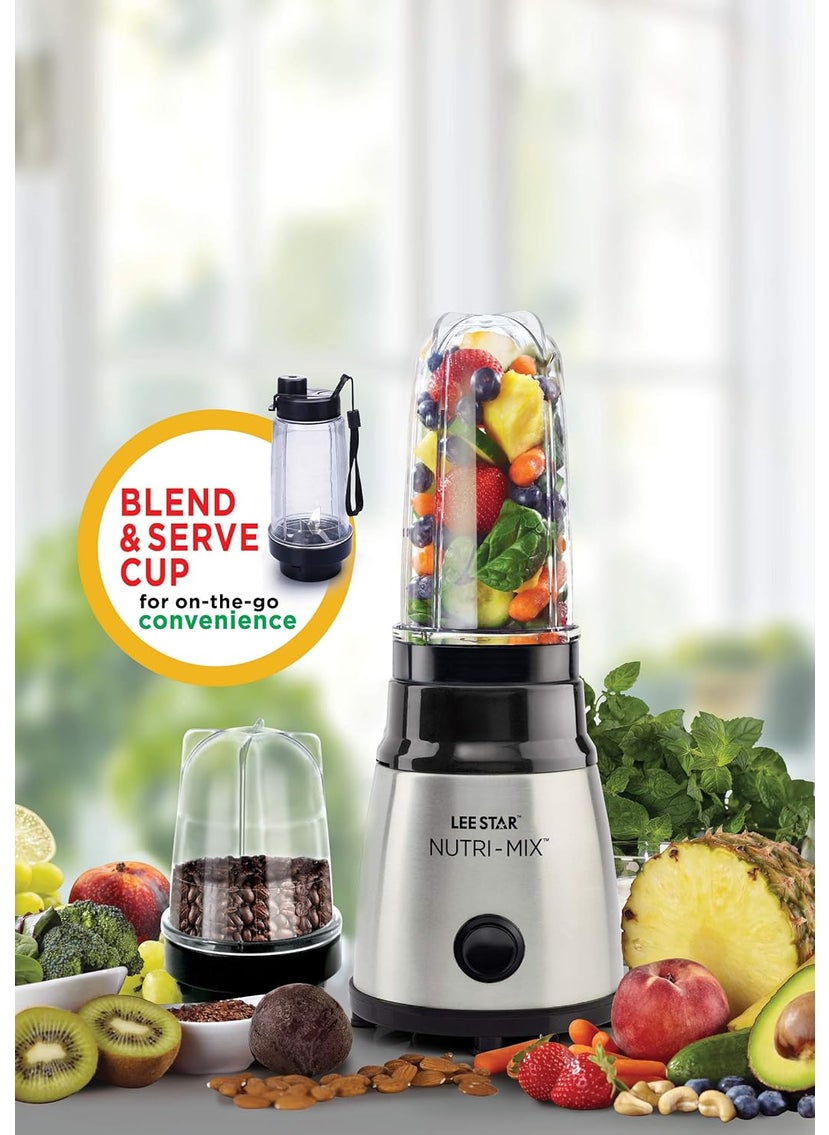 LEE STAR Stainless Steel Mixer Grinder With Blending Jar WetDry Grinding Jar And Blend And Serve Cup 400 Watts Le809 Plus