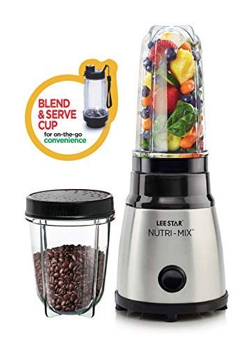 LEE STAR Stainless Steel Mixer Grinder With Blending Jar WetDry Grinding Jar And Blend And Serve Cup 400 Watts Le809 Plus