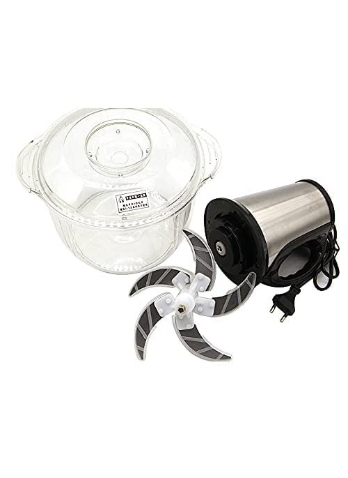 VBM Electric Meat Grinder 3 Speeds Stainless Steel 4 Sharp Blades Food Processor for Meat Vegetables Fruits and Nuts 2L Stainless Glass Bowl