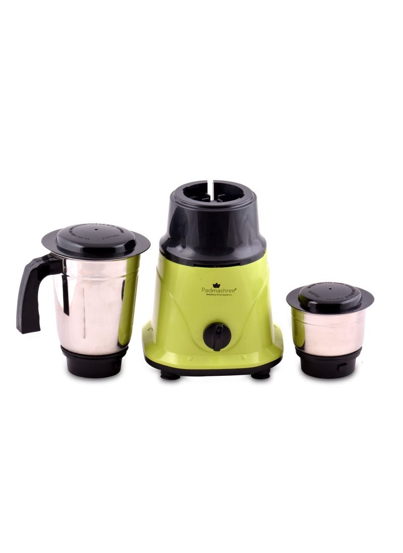 Padmashree Smart 550Watt Mixer Grinder 230 Volts Mixer with 2 Stainless Steel Jars with Leakproof Lid ABS Body 3 Speed MotorGreen