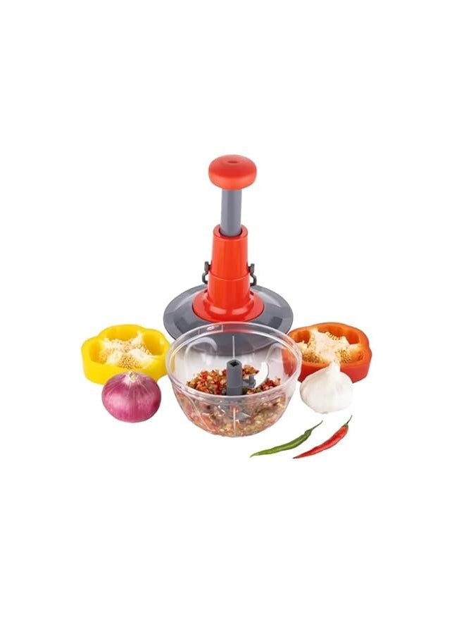 FAIRY TECH Hand Push Vegetable Chopper with 3 Sharp Stainless Steel Blade Anti Slip Silicone Compact Vegetable Chopping Machine for Home Kitchen Pack of 2