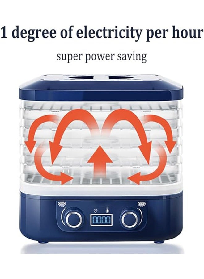 Food Dehydrator Machine 5 Trays Smart Electric Dryer with Digital Timer and Temperature Control for Fruit Vegetable Meat Beef  Fish Snack Jerky Desiccator 160W Blue