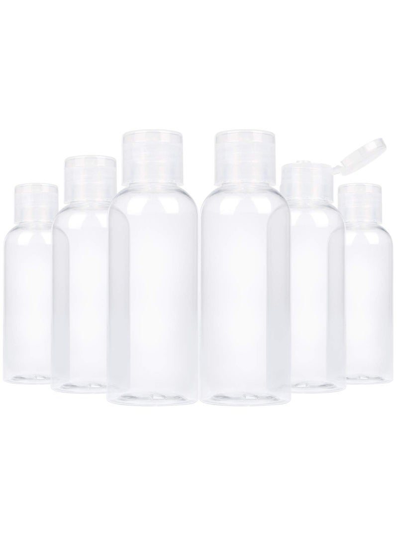 TRENDBOX 6 Pack Plastic Empty Bottles with Flip Cap for Shampoo, Lotions, Liquid Body Soap, Cream (2 oz / 60 ml)
