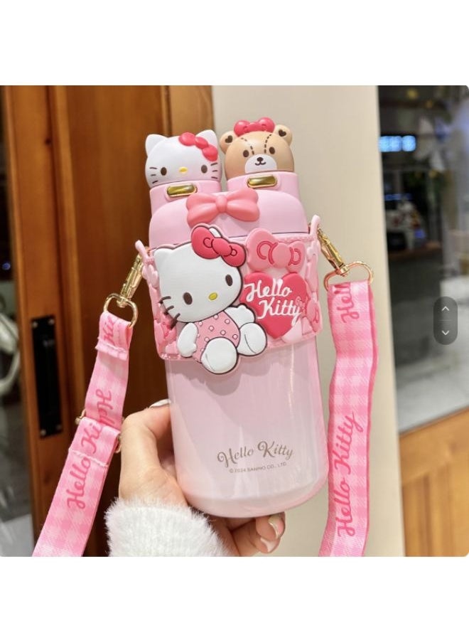 Sanrio Hello Kitty Insulated Stainless Steel Water Bottle with Strap 550 ML