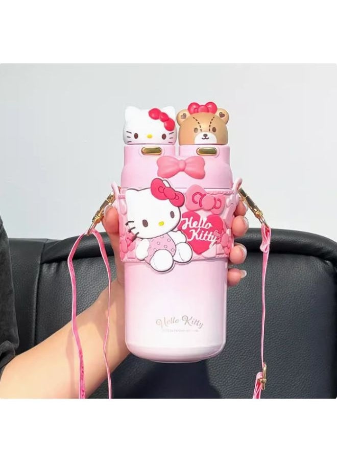 Sanrio Hello Kitty Insulated Stainless Steel Water Bottle with Strap 550 ML