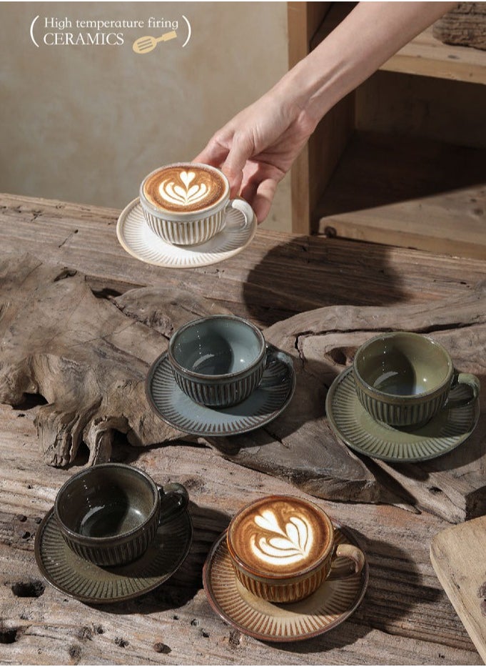 Vintage Elegance Espresso Cups Set - 6 Ceramic Coffee Cups  Saucers, Retro Café Style, Gift Boxed, High-Fired Porcelain, Dishwasher Safe - European Inspired Coffeeware Collection-White