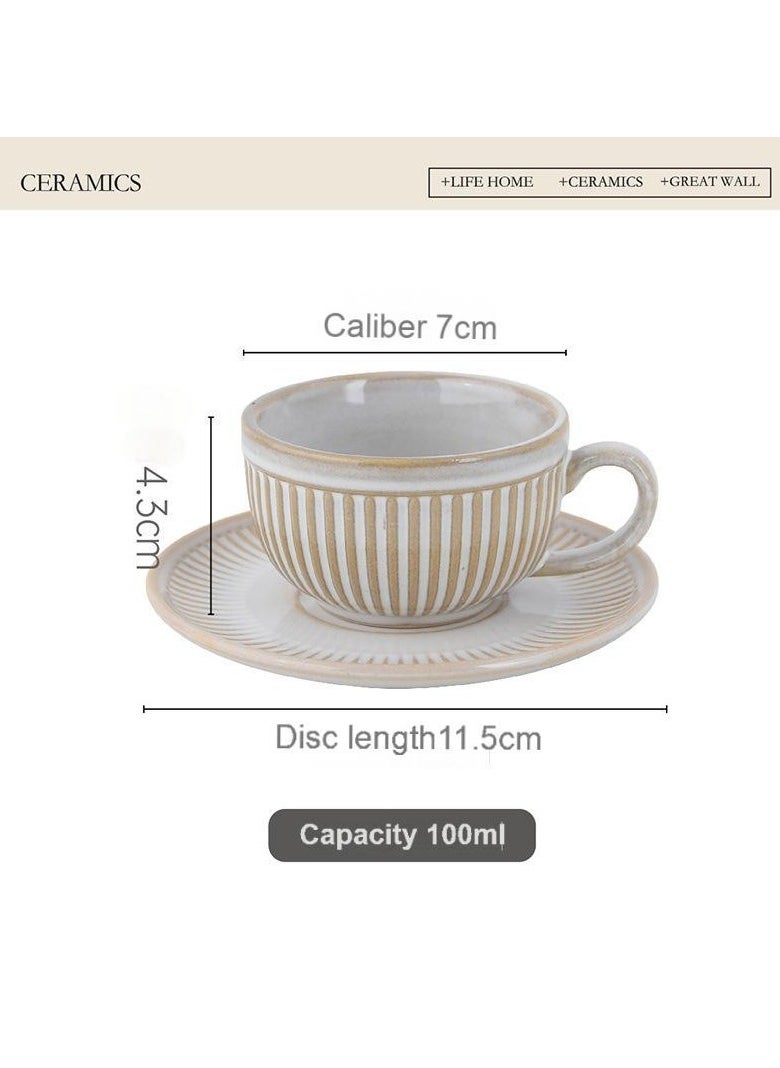Vintage Elegance Espresso Cups Set - 6 Ceramic Coffee Cups  Saucers, Retro Café Style, Gift Boxed, High-Fired Porcelain, Dishwasher Safe - European Inspired Coffeeware Collection-White