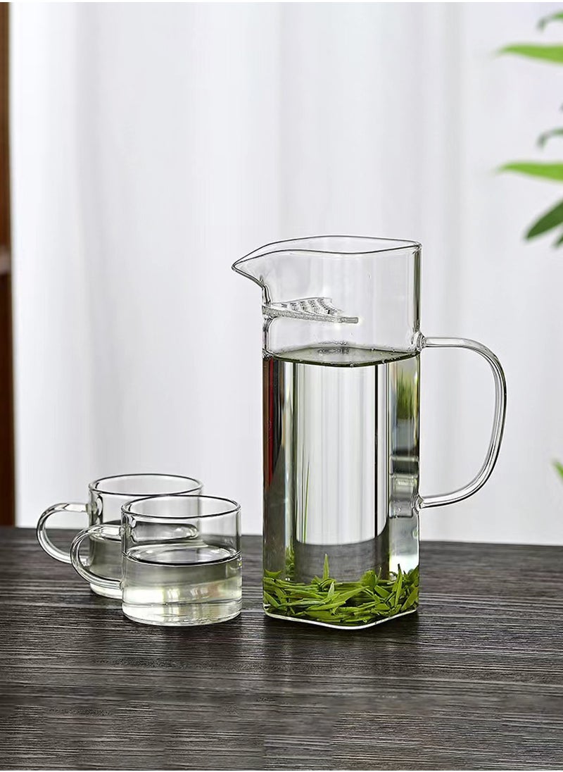 3-Piece Transparent High Borosilicate Glass Coffee Set – 500Ml Filter Pitcher & 2×100Ml Cups For Coffee Brewing, Serving & Daily Use