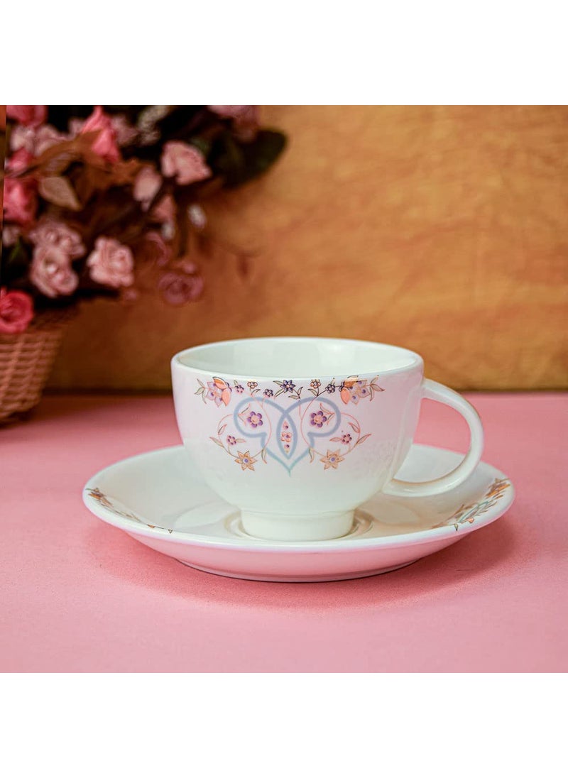 Deco Pride Tea Saucers Complete Table Set of 6 Cups 6 Saucers 1 Kettle 1 Sugar Pot 2 Lids and 1 Milk Pot Set of 17 Pcs