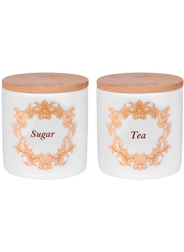 Deco Pride White Ceramic Tea and Sugar Set with Set of 1 100 Bone Ash Free