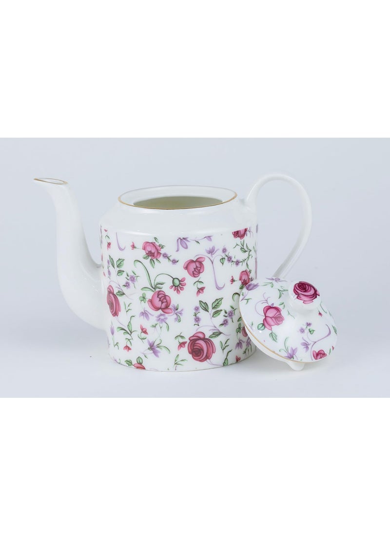 GOLDEN QUEENS Tea Service Set for Hosting 15 Piecs 6 Cups 6 Saucers 1 Tea Kettle 1 Milk Pot 1 Sugar Pot24 Carat Detailing Button Rose 170 ml
