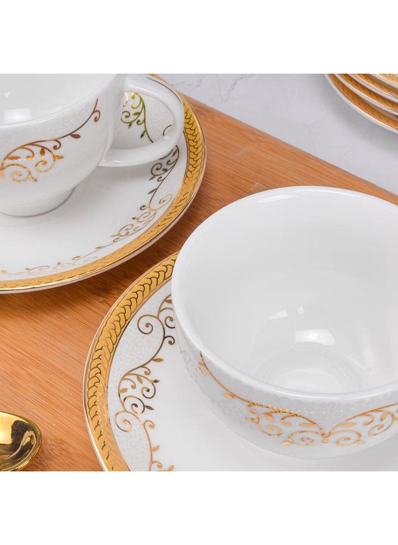 Deco Pride Bone Free Ceramic Cup Saucer Set 6 People 220 ml Cup 145 cm Dia Saucer Pack of 12 221G