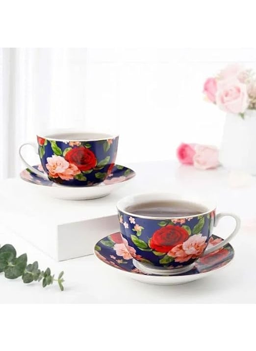 Shreedah Home Cup Saucer Glossy Finish 300ml Capacity Microwave Dishwasher Safe Morning Evening Tea Ideal for Daily Use Gifting