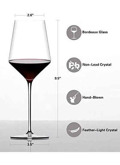 bellemax 450ML Crystal Wine Glass Red or White Cut Wine Transparent Champagne Flute Wine Glass Set Long Wine Glass Set Vintage BR 4 Count Pack of 1