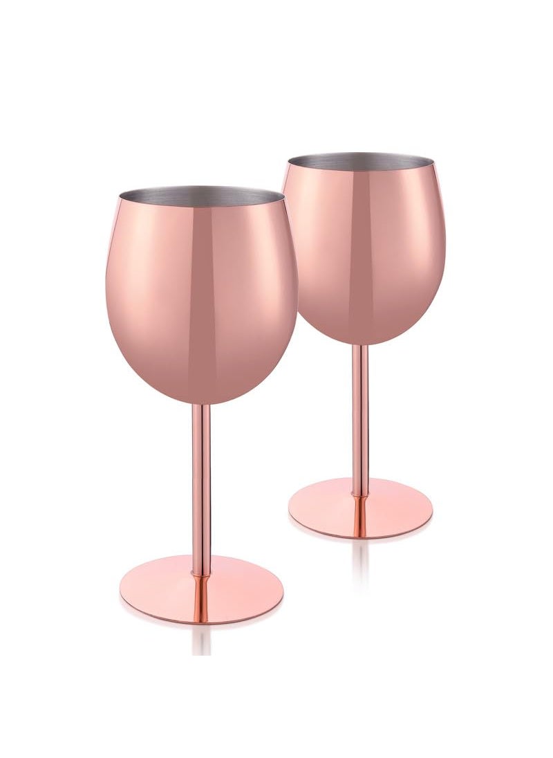 Profykitch Stainless Steel Copper Finish Stemmed Wine Glasses Shatter Proof Copper Coated Unbreakable Wine Glass Goblets Best Gift for Men and Women Set of 4pc