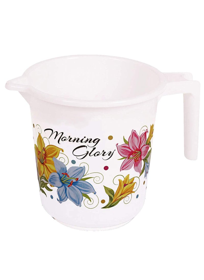 Urbane Home Printed 2 Pieces Plastic Bathroom Bucket Mug Set White