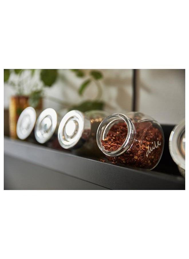 Spice jar, glass/aluminium-colour, 15 cl
