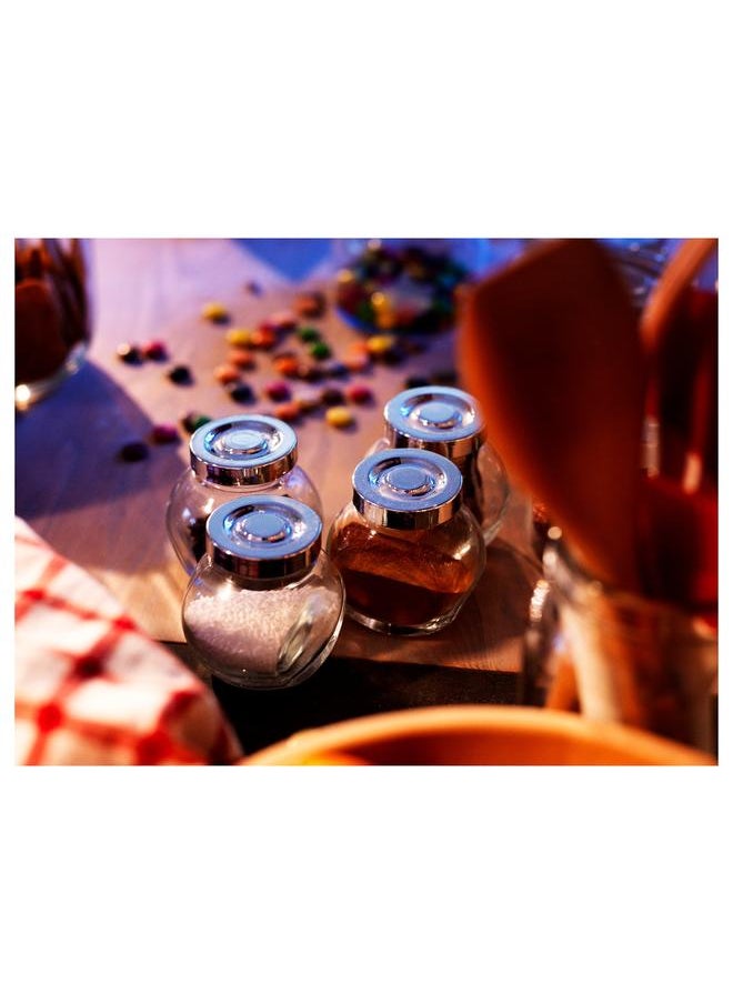 Spice jar, glass/aluminium-colour, 15 cl