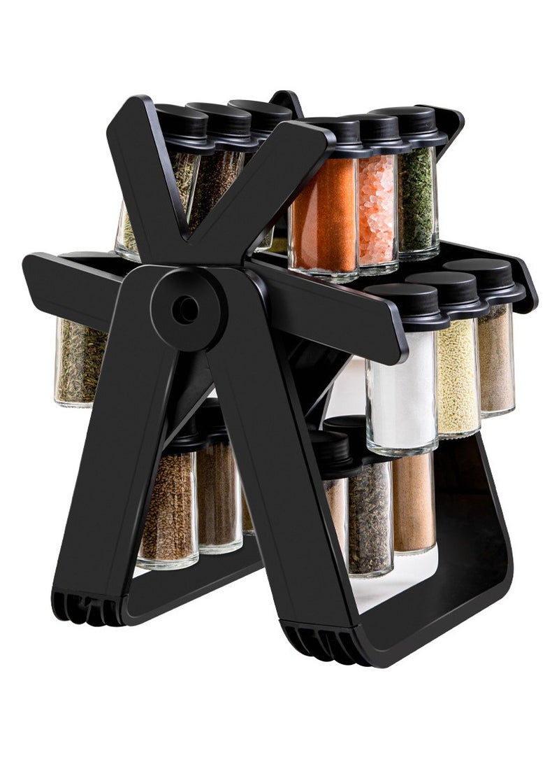 360 Rotating Spice Rack, 18PCS Jar Kitchen Spice Organizer, Seasoning Organizer Seasoning Rack Tower for Kitchen Countertop