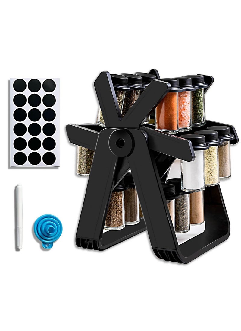 360 Rotating Spice Rack, 18PCS Jar Kitchen Spice Organizer, Seasoning Organizer Seasoning Rack Tower for Kitchen Countertop