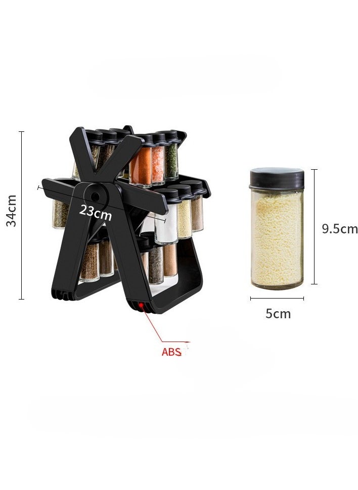 360 Rotating Spice Rack, 18PCS Jar Kitchen Spice Organizer, Seasoning Organizer Seasoning Rack Tower for Kitchen Countertop