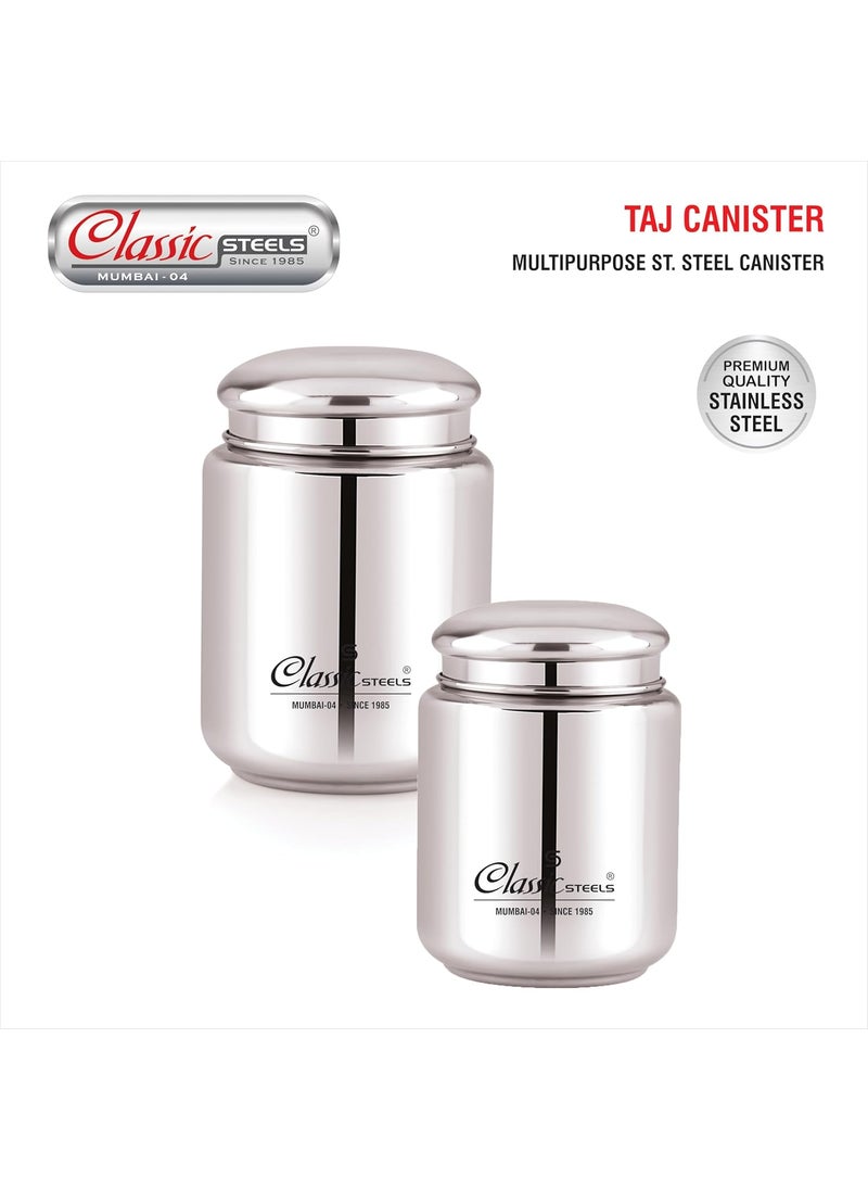 Classic Steels Stainless Steel Canister Elegant Circular Design for Tea Coffee and Spices Leak Proof Airtight Kitchen Storage Container 1000ML
