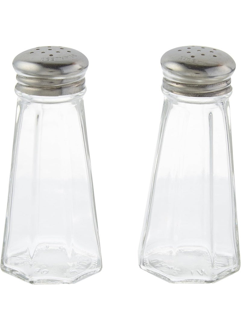 Tablecraft 3 Ounce Stainless Steel Paneled Salt & Pepper Shaker, Clear