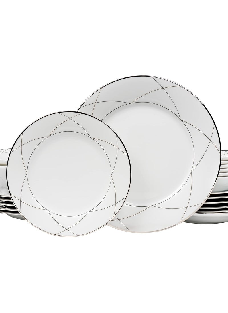 Dankotuwa Luxury Porcelain Dinner Set for 6 Platinum Trim Scratch Resistant Hard Chip Resistant Dishwasher Safe Vegan Wedding Anniversary House Warming Gift 21 Pieces Taylor