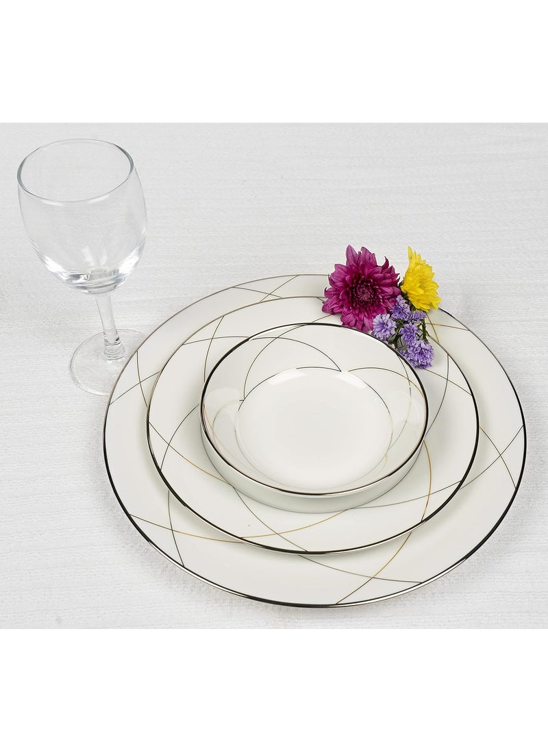 Dankotuwa Luxury Porcelain Dinner Set for 6 Platinum Trim Scratch Resistant Hard Chip Resistant Dishwasher Safe Vegan Wedding Anniversary House Warming Gift 21 Pieces Taylor