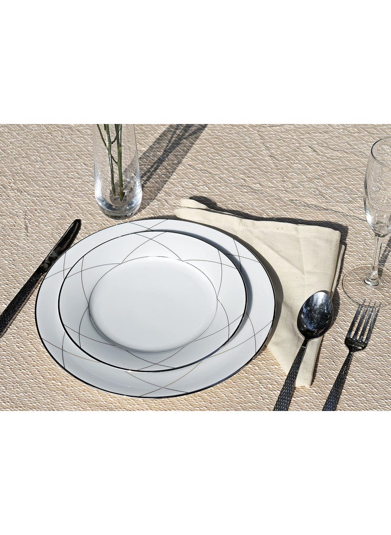 Dankotuwa Luxury Porcelain Dinner Set for 6 Platinum Trim Scratch Resistant Hard Chip Resistant Dishwasher Safe Vegan Wedding Anniversary House Warming Gift 21 Pieces Taylor