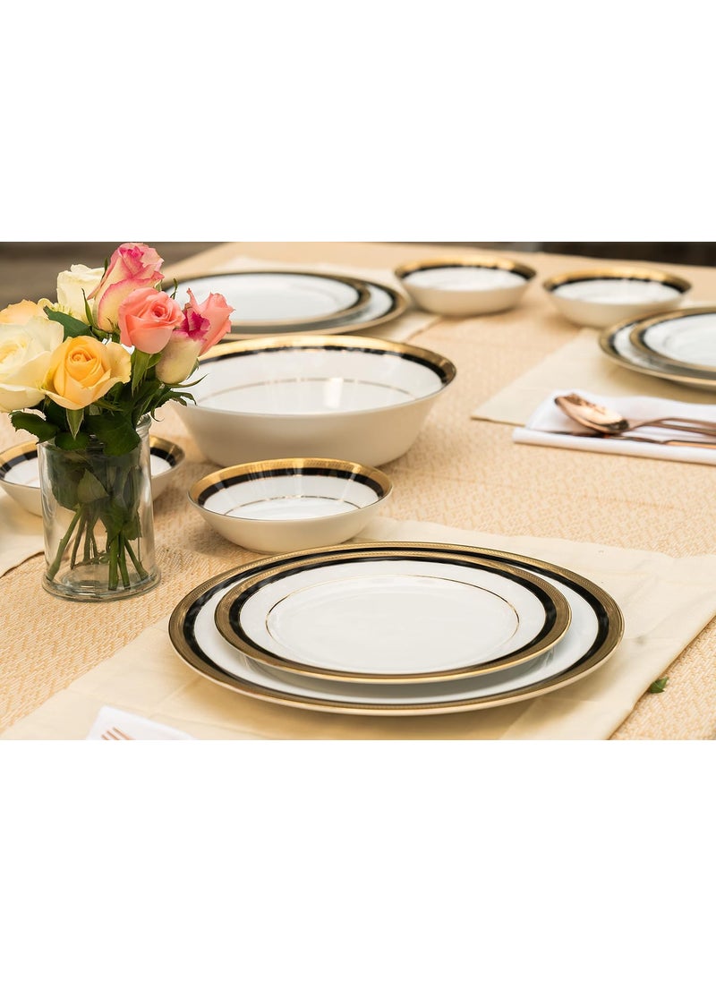Dankotuwa Luxury Porcelain Dinner Set for 6 24k Gold Trim Scratch Resistant Hard Chip Resistant Dishwasher Safe Vegan Wedding Anniversary House Warming Gift 21 Pieces Vienna Blue