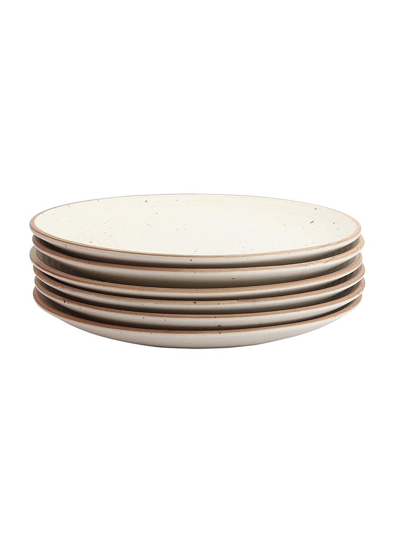 miah decor Handcrafted Handmade Ceramic Stoneware Ribbed Cream Matte Dinner Plates 10Set Of 6 Ceramic Plates For Dinner Microwave Dishwasher SafeMD75AAF