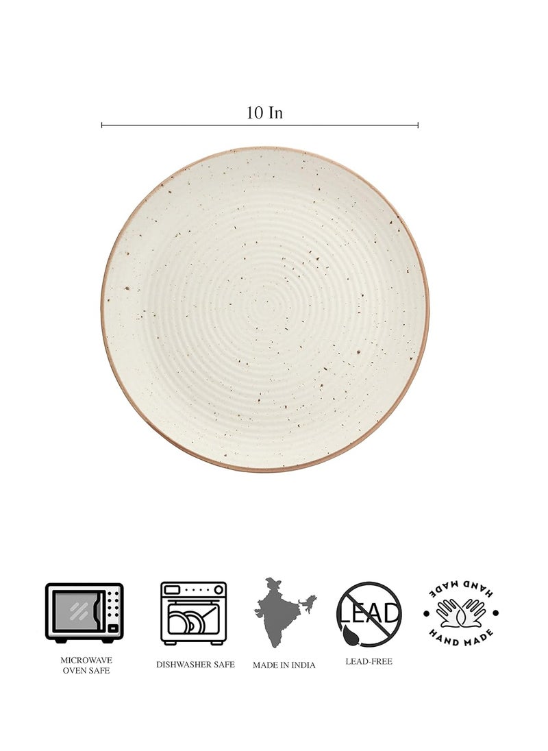miah decor Handcrafted Handmade Ceramic Stoneware Ribbed Cream Matte Dinner Plates 10Set Of 6 Ceramic Plates For Dinner Microwave Dishwasher SafeMD75AAF