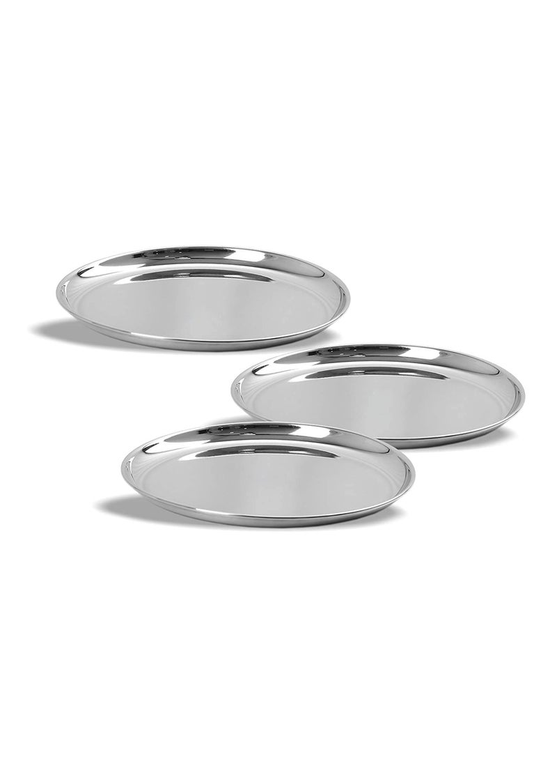 Ajays Shoppe Stainless Steel Plain Plate with Mirror Finish Quarter Plates Set of 6