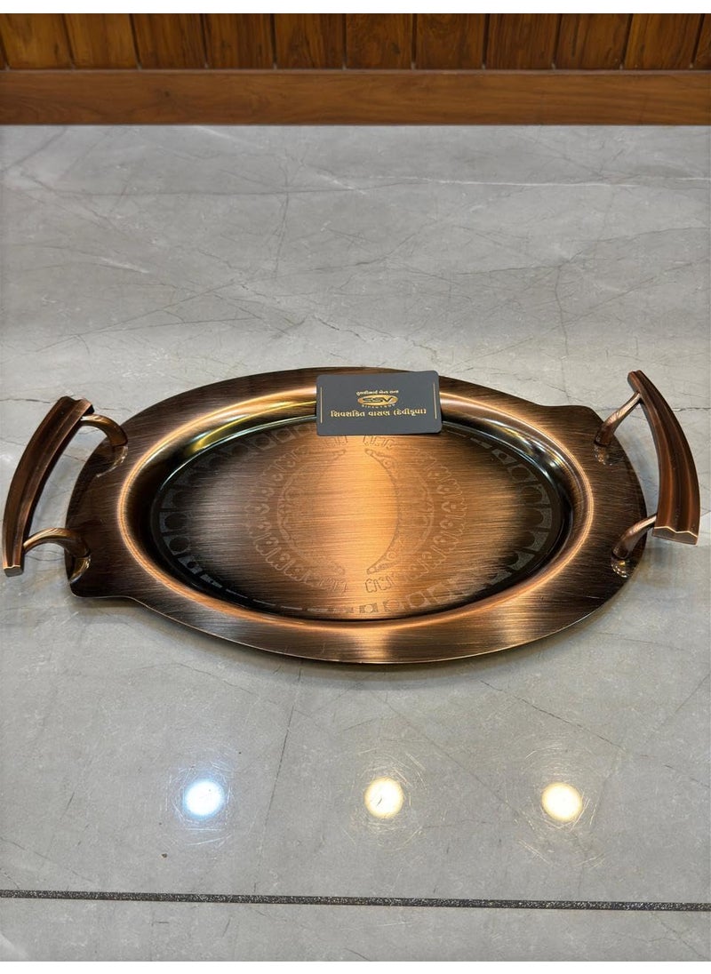Devikrupa Rose Gold Plating Serving Tray Stylish Home and Office Decor Serving and Table Decoration Beautiful Decorative Tea Coffee Serving Tray with Silver Plating Gold Plating