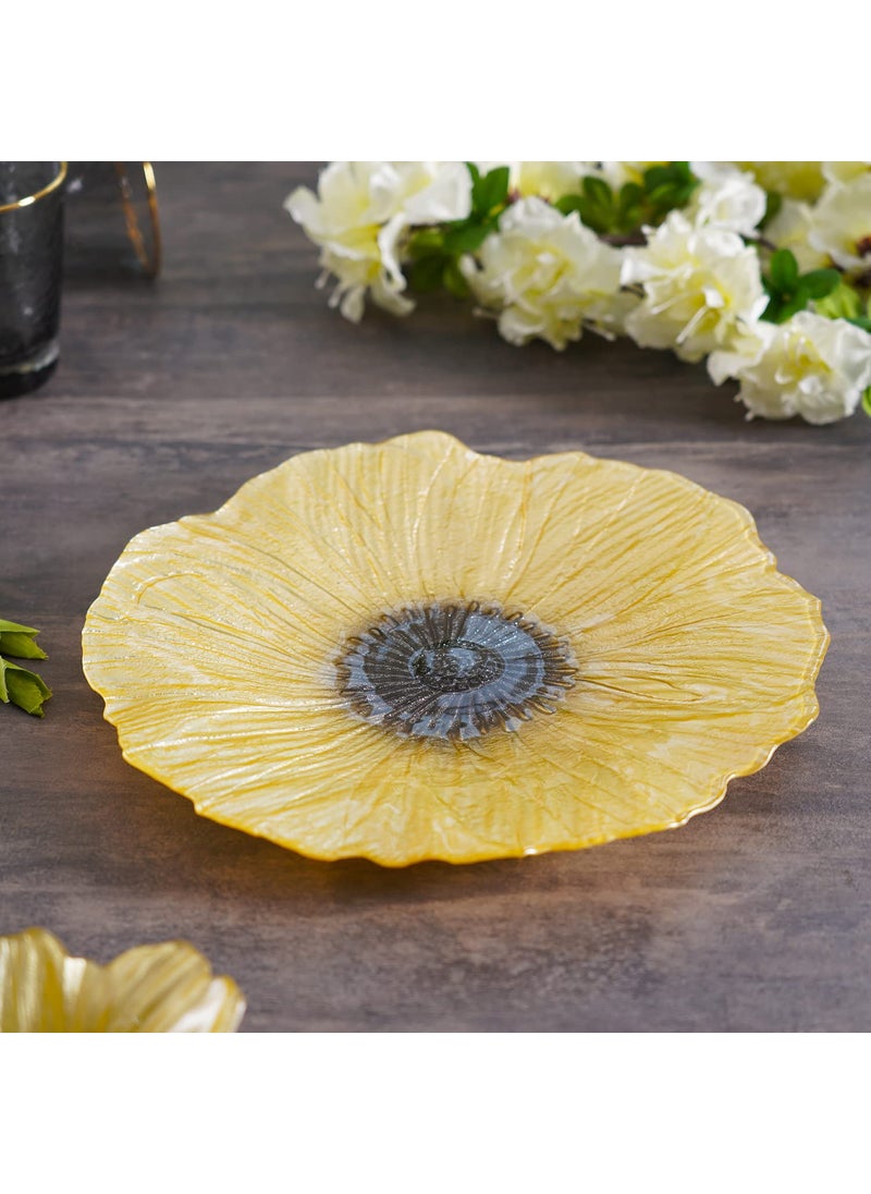 Pure Home and Living Glass Decorative Dinner Plate 2 Pieces Citrine Gold
