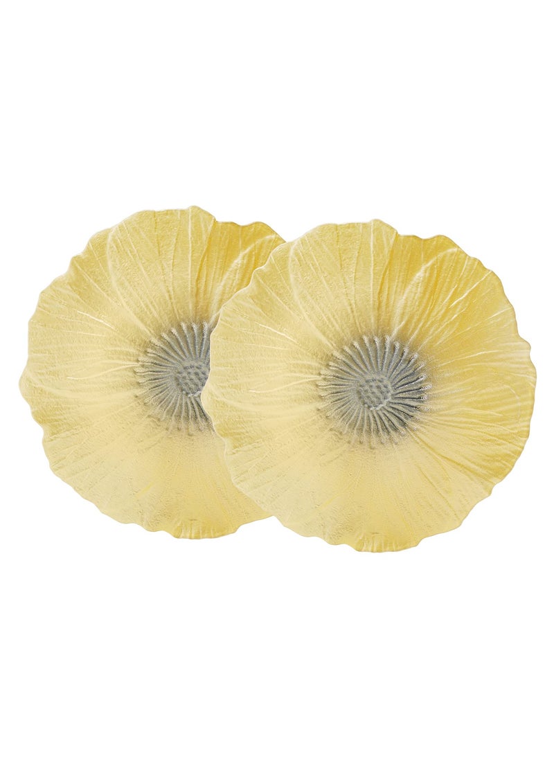 Pure Home and Living Glass Decorative Dinner Plate 2 Pieces Citrine Gold