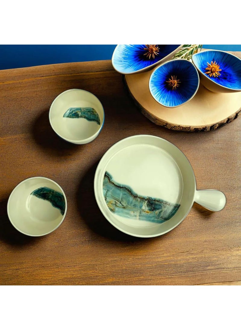 Orion Glassware Kitchen Serving Platter Deluxe Melamine Bowls Crockery Set of 3 Versatile platters Serving Set for Snacks Starters Deserts momos Crockery Items for Gift Multicolor