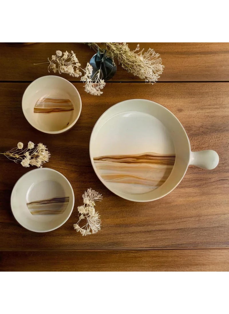 Orion Glassware Kitchen Serving Platter Deluxe Melamine Bowls Crockery Set of 3 Versatile platters Serving Set for Snacks Starters Deserts momos Crockery Items for Gift Multicolor