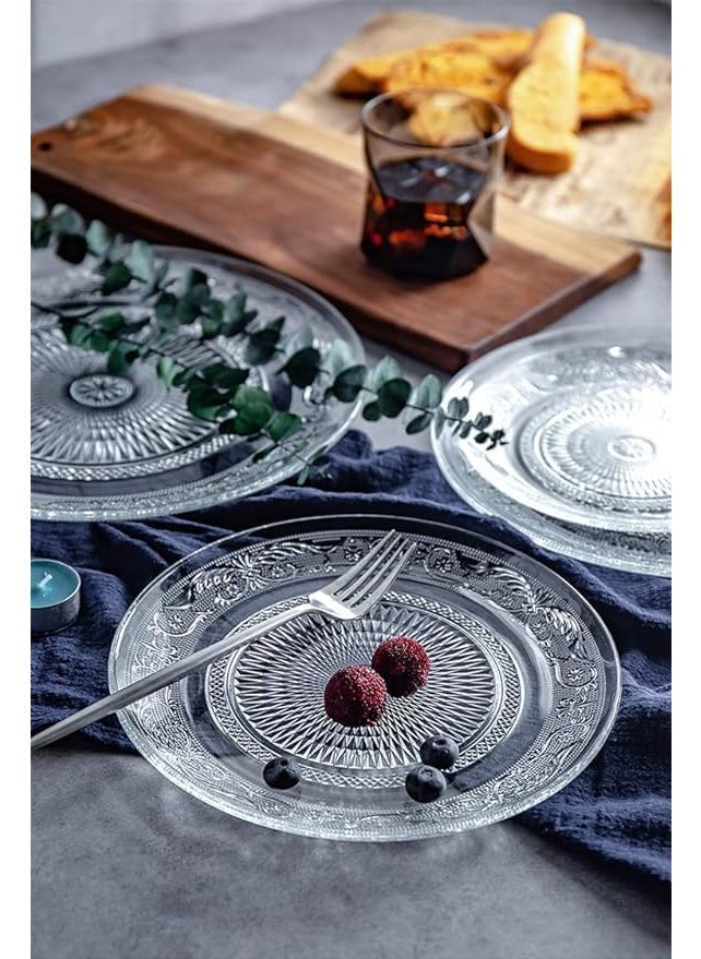 RAAHA Round Crystal Glass Round Glass Plate Dining Table Serving Tray Transparent