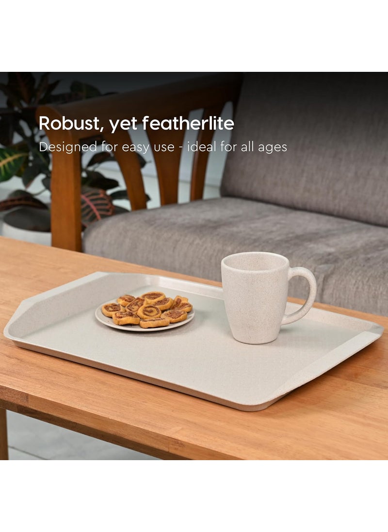 Eha Earth Friendly Servo Trays for Serving Set of 2 17 Inch Serving Tray Made with Coffee Husk Rice Husk Tray Set for Serving TeaCoffeeSnacks Sand Castle