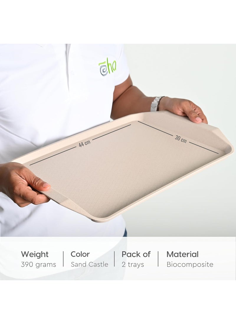 Eha Earth Friendly Servo Trays for Serving Set of 2 17 Inch Serving Tray Made with Coffee Husk Rice Husk Tray Set for Serving TeaCoffeeSnacks Sand Castle
