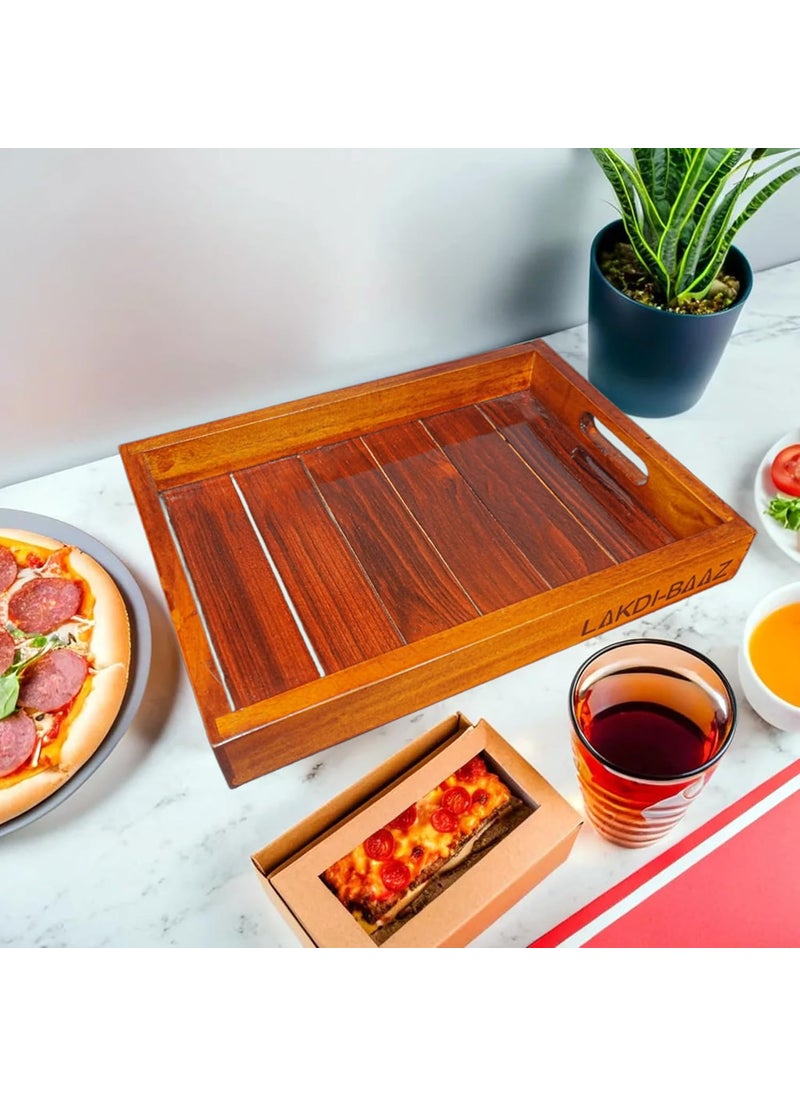 LakdiBaaz Premium Wooden Serving Tray Platter TR2 13X10 Inch Pack of 1