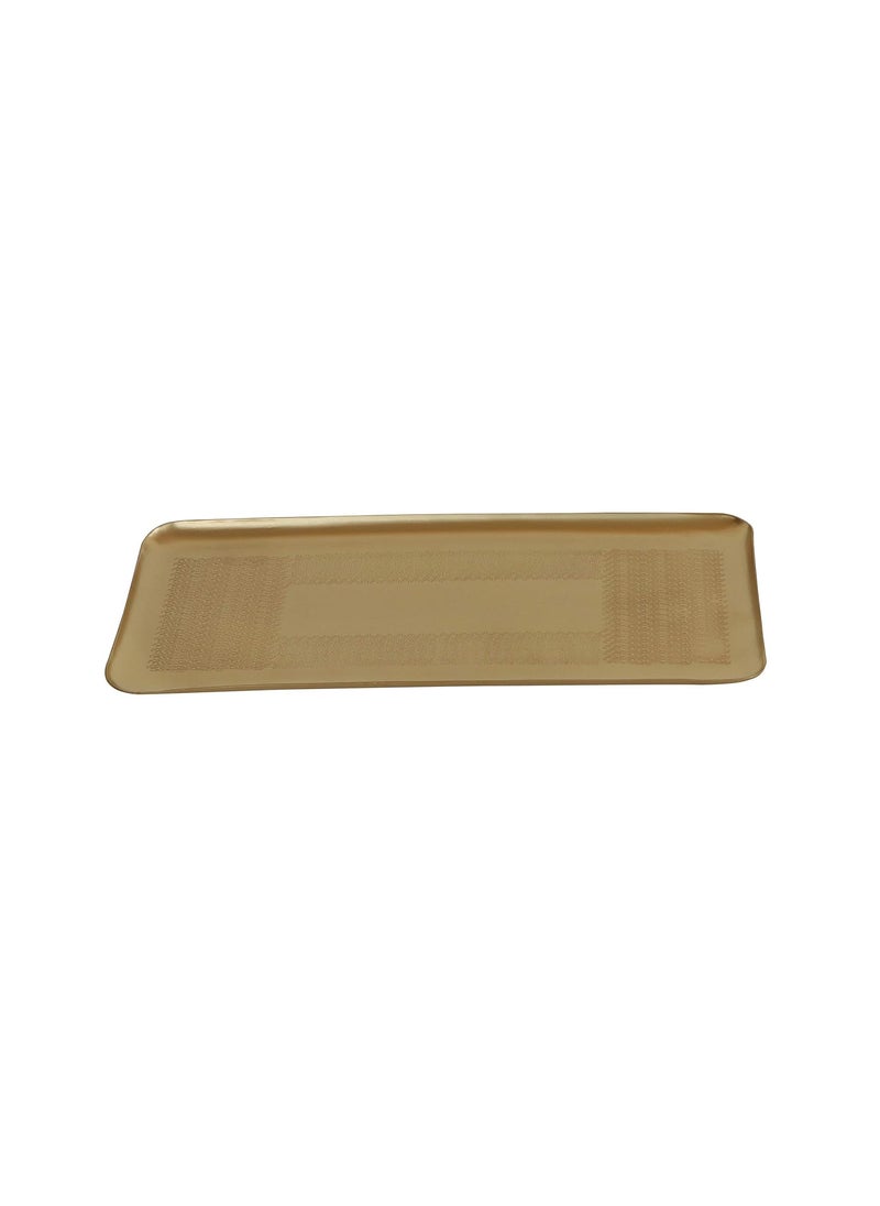 De Kulture Pure Brass Rectangular Antique Hand Etched Decorative Tray Centerpiece Serving Plate for Home Dcor Tableware Flower Decoration 13x6 LW Inches Gold