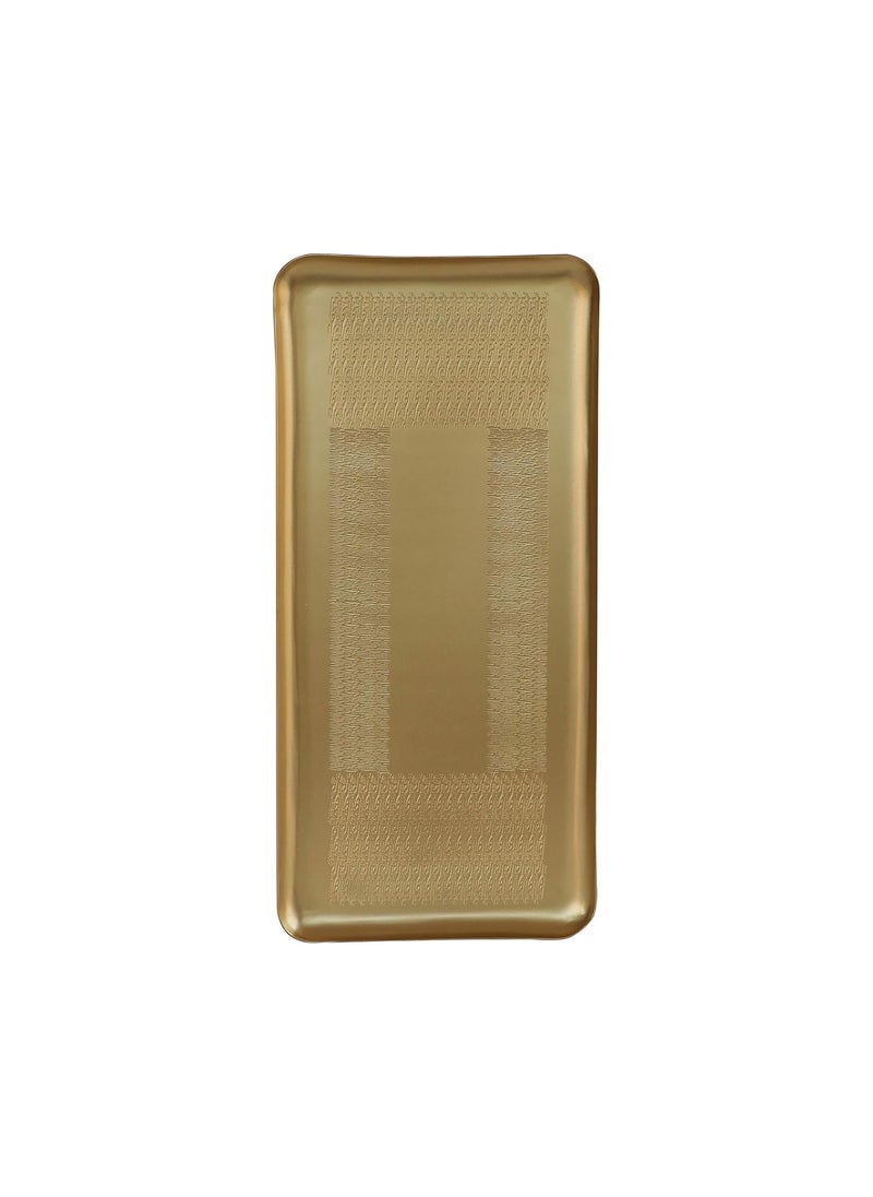 De Kulture Pure Brass Rectangular Antique Hand Etched Decorative Tray Centerpiece Serving Plate for Home Dcor Tableware Flower Decoration 13x6 LW Inches Gold