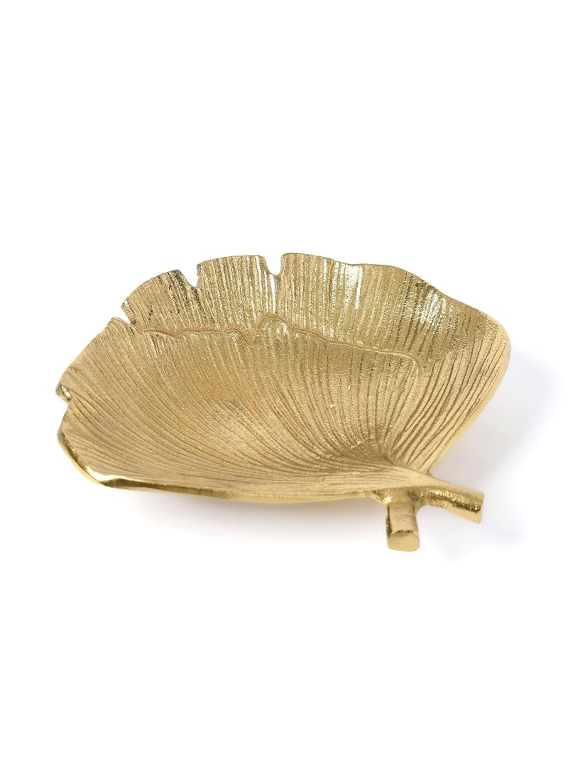 Home N Earth Small Golden Leaf Aluminium Tray Kitchen and Home Decor Perfect for Serving Snacks and Dry Fruits Ideal Gift for Housewarming Celebrations