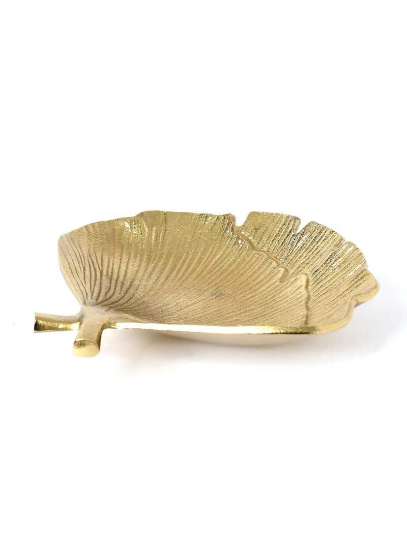 Home N Earth Small Golden Leaf Aluminium Tray Kitchen and Home Decor Perfect for Serving Snacks and Dry Fruits Ideal Gift for Housewarming Celebrations