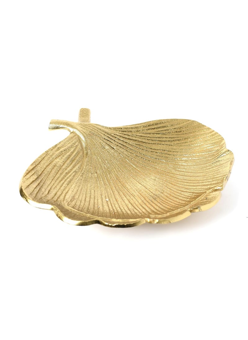 Home N Earth Small Golden Leaf Aluminium Tray Kitchen and Home Decor Perfect for Serving Snacks and Dry Fruits Ideal Gift for Housewarming Celebrations