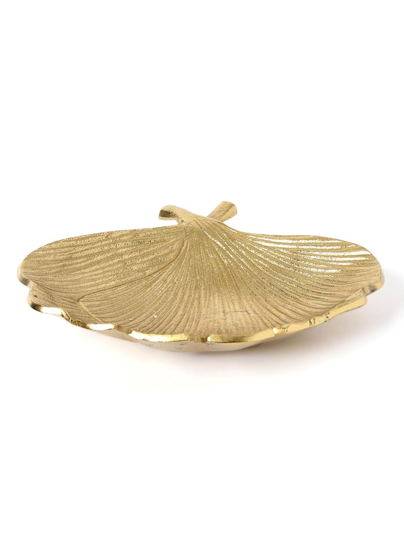 Home N Earth Small Golden Leaf Aluminium Tray Kitchen and Home Decor Perfect for Serving Snacks and Dry Fruits Ideal Gift for Housewarming Celebrations