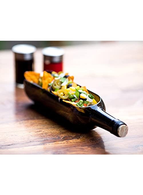 Kavi Serving Platter Includes 1 Platter with Cork Stand Upcyled from Glass Bottles Ideal for Serving Snacks Starters Cheese Fruits Green Color